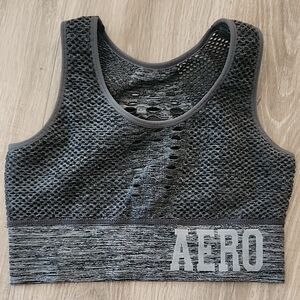 Women's Gray Mesh Crop Top